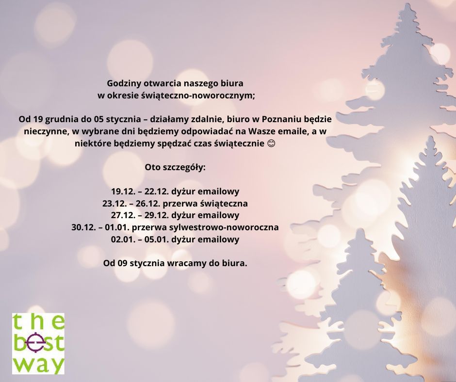 Godziny otwarcia biura w okresie świąteczno-noworocznym